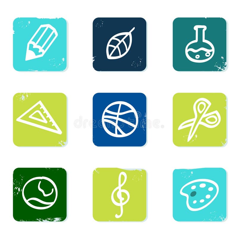 Iconos de la escuela y de la educación fijados y elementos. stock de ilustración Iconos de la escuela y de la educación fijados y elementos. stock de ilustración