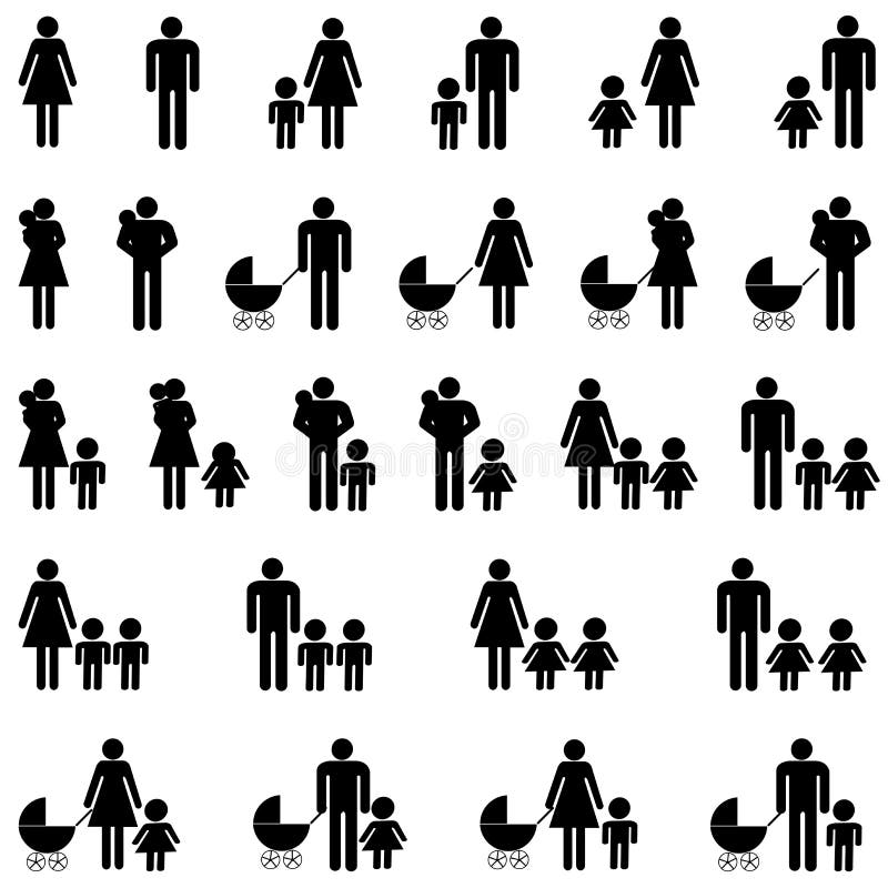 Iconos de la familia de madre o padre solteros ilustración del vector Iconos de la familia de madre o padre solteros ilustración del vector