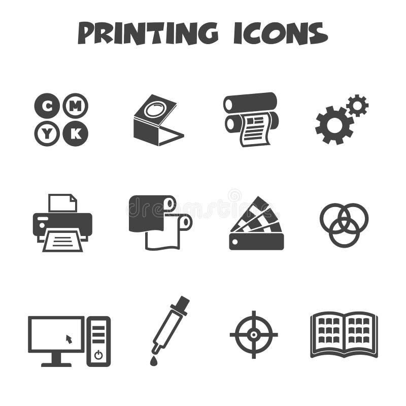 Iconos de la impresión stock de ilustración Iconos de la impresión stock de ilustración