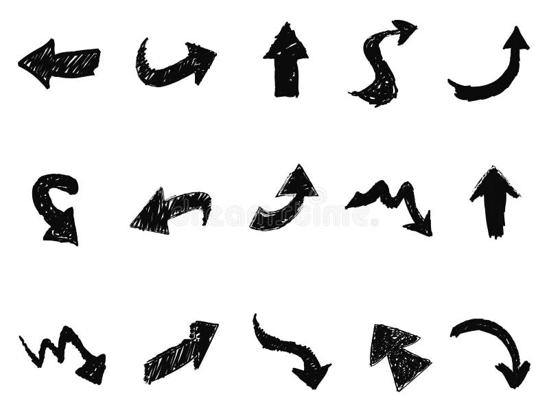 Iconos de la muestra de la flecha del garabato