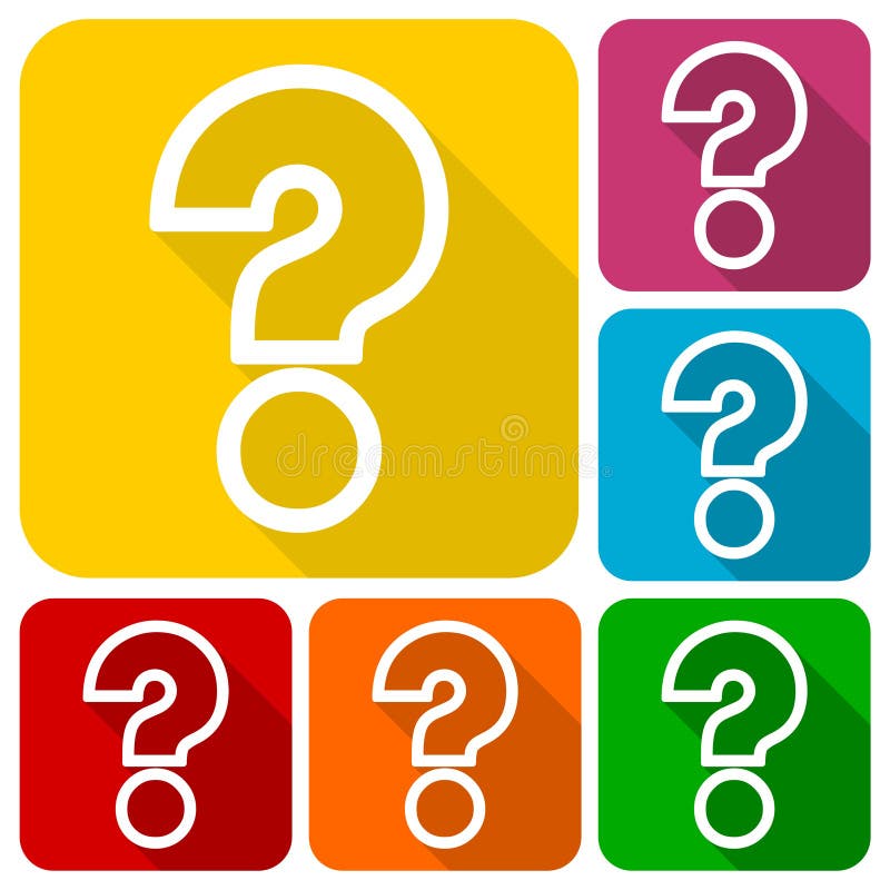 Iconos de la muestra del signo de interrogación fijados con la sombra ilustración del vector Iconos de la muestra del signo de interrogación fijados con la sombra ilustración del vector