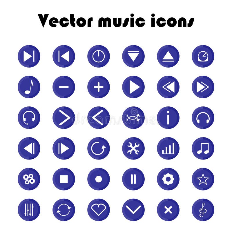 Iconos de la música del vector fijados Botones stock de ilustración Iconos de la música del vector fijados Botones stock de ilustración