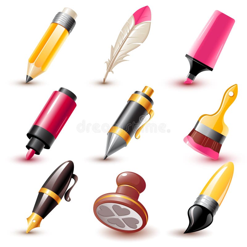 Iconos de la pluma ilustración del vector Iconos de la pluma ilustración del vector