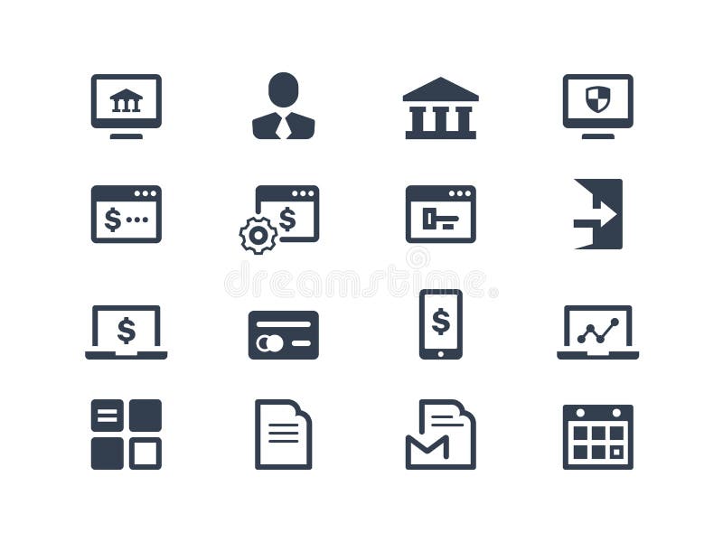Iconos de las actividades bancarias en línea