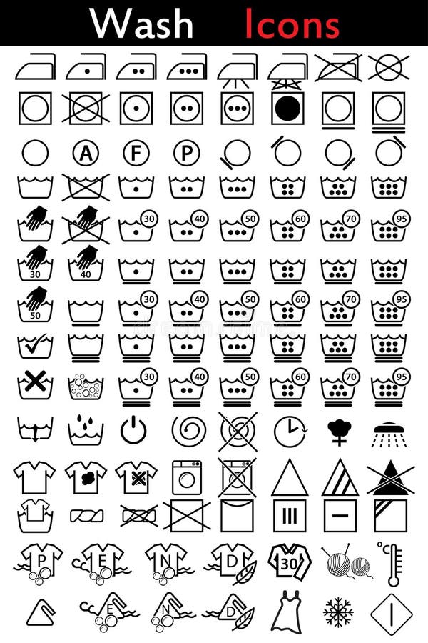 Iconos De Las Instrucciones De Lavado Vector - Ilustración régimen, lanas: 43822029