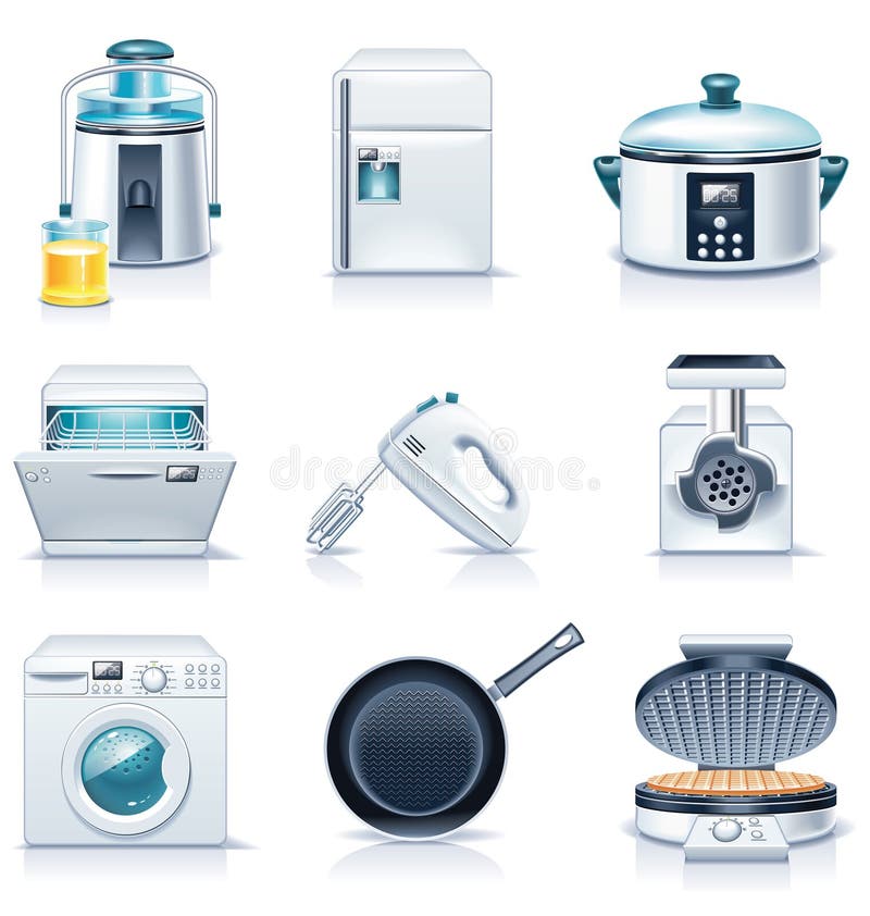 Electrodomésticos y utensilios de cocina conjunto de iconos