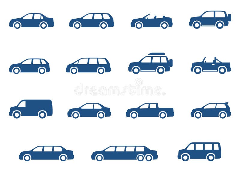 Iconos de los coches fijados stock de ilustración Iconos de los coches fijados stock de ilustración