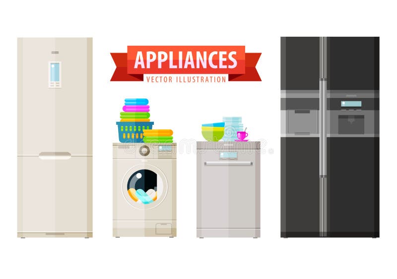 Iconos de los dispositivos sistema de elementos - refrigerador