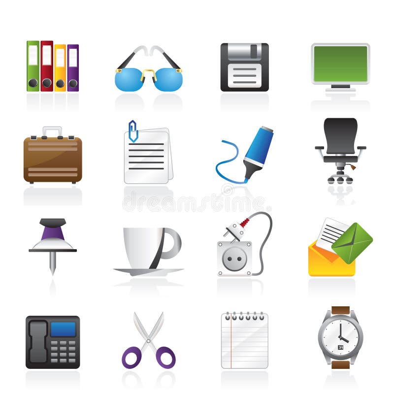 Iconos de los objetos del asunto y de la oficina libre illustration Iconos de los objetos del asunto y de la oficina libre illustration