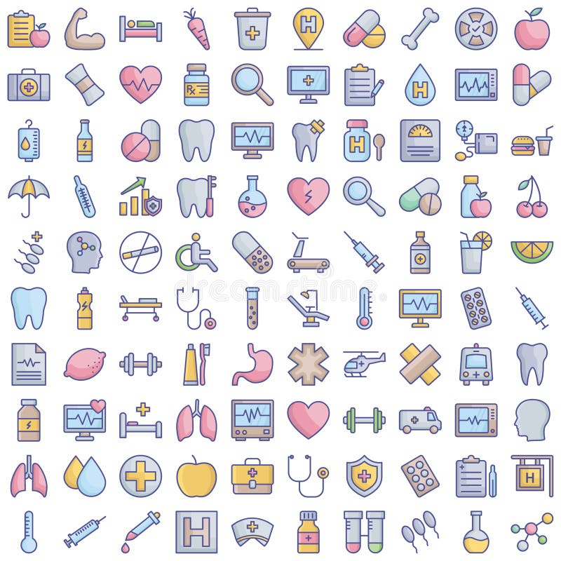 Iconos de los vectores Médico y Sanitario Establecer completamente editable libre illustration