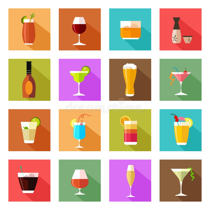 Iconos de los vidrios de la bebida del alcohol