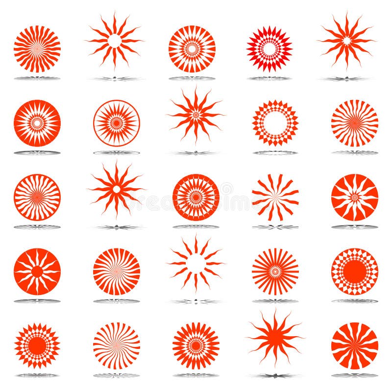 Iconos de Sun. Conjunto de elementos del diseño. ilustración del vector Iconos de Sun. Conjunto de elementos del diseño. ilustración del vector