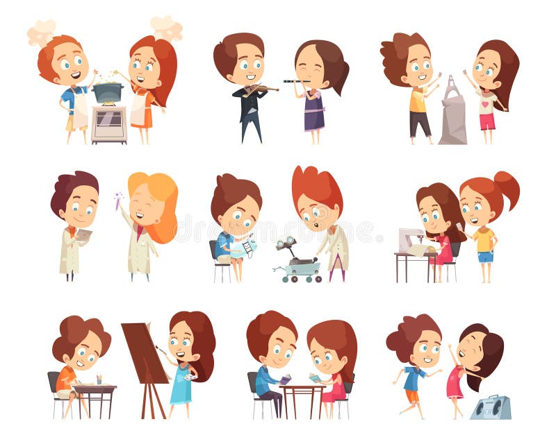 Iconos decorativos de las clases de los niños fijados libre illustration Iconos decorativos de las clases de los niños fijados libre illustration