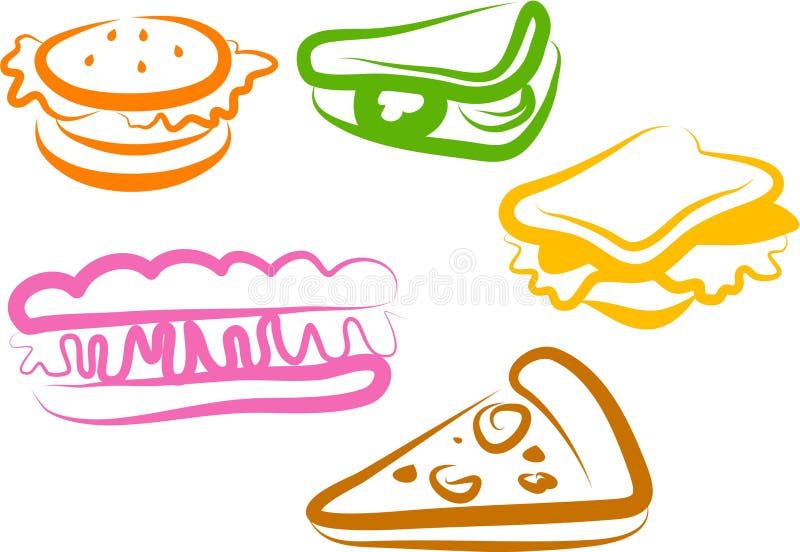 Iconos del bocado stock de ilustración Iconos del bocado stock de ilustración