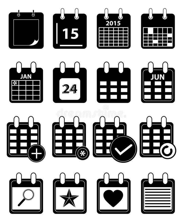 Iconos del calendario fijados stock de ilustración Iconos del calendario fijados stock de ilustración