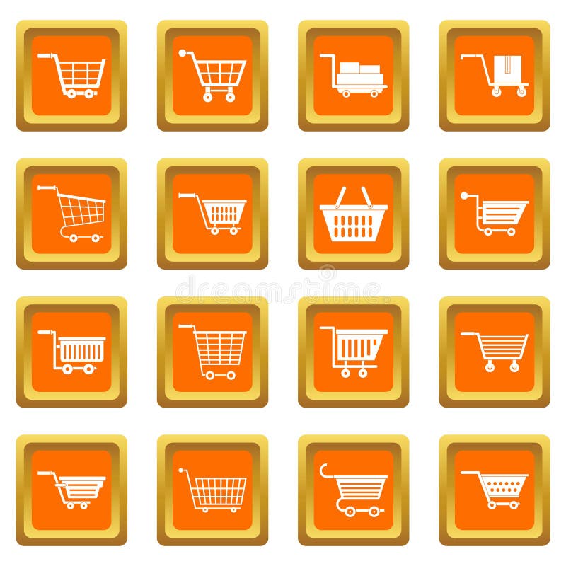 Iconos del carro de la compra fijados anaranjados libre illustration Iconos del carro de la compra fijados anaranjados libre illustration