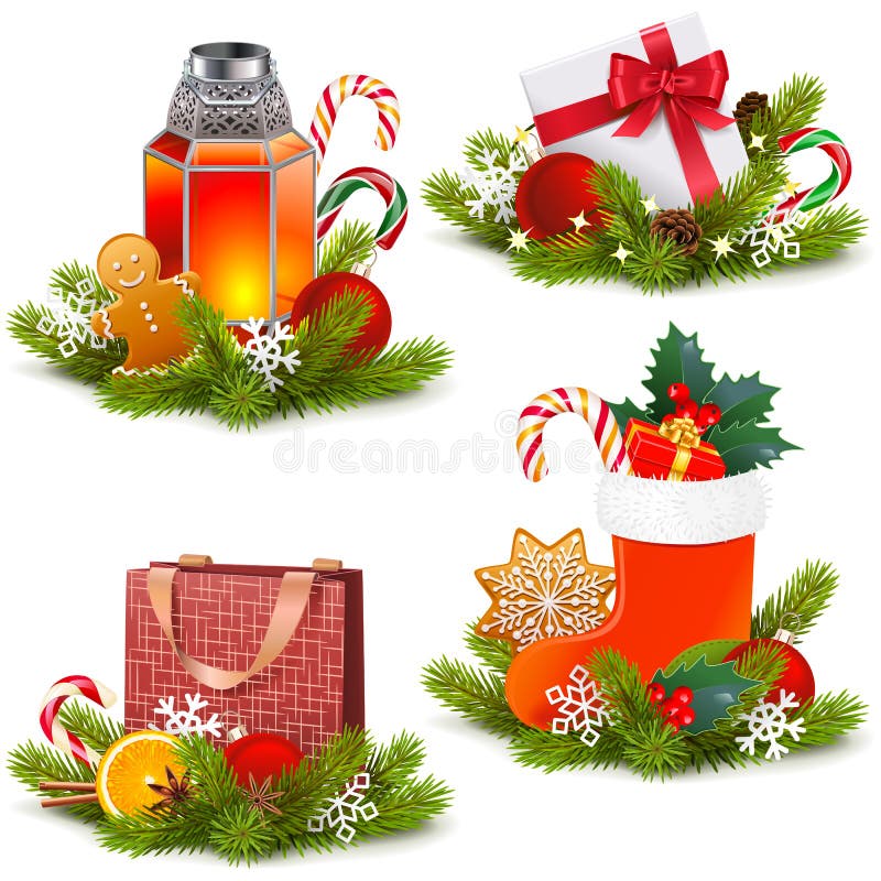 Iconos del concepto de la Navidad del vector ilustración del vector Iconos del concepto de la Navidad del vector ilustración del vector