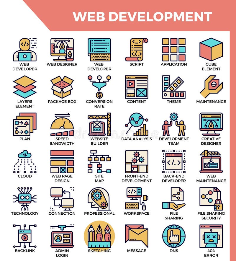 Iconos del desarrollo web ilustración del vector Iconos del desarrollo web ilustración del vector