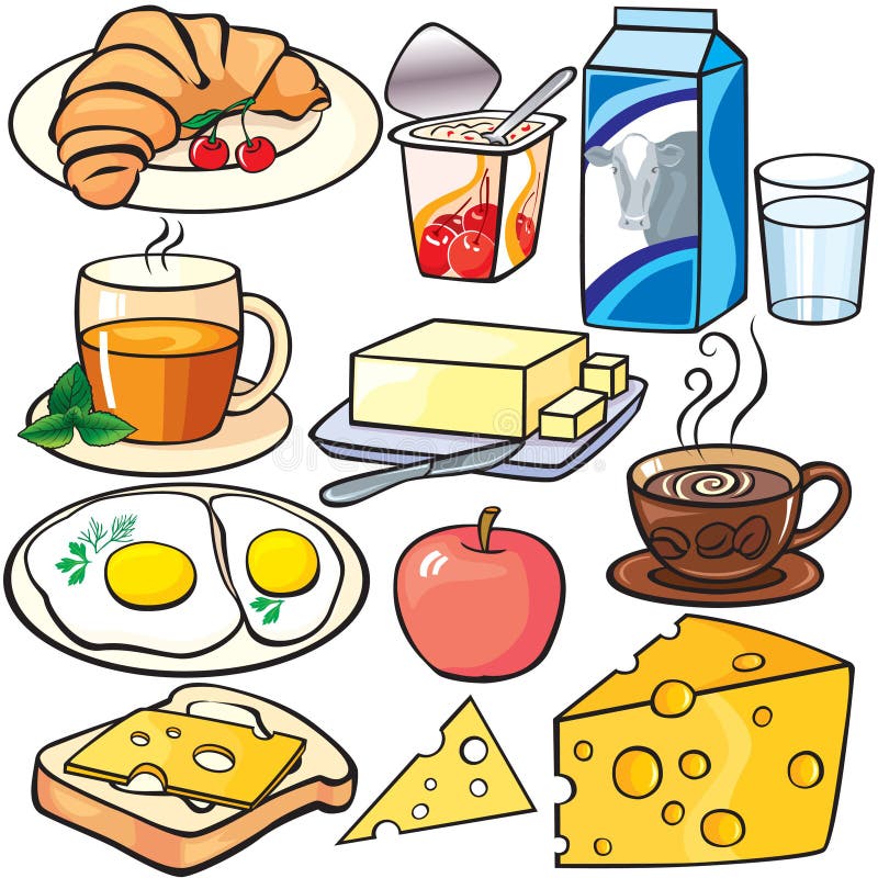 Iconos del desayuno fijados ilustración del vector Iconos del desayuno fijados ilustración del vector