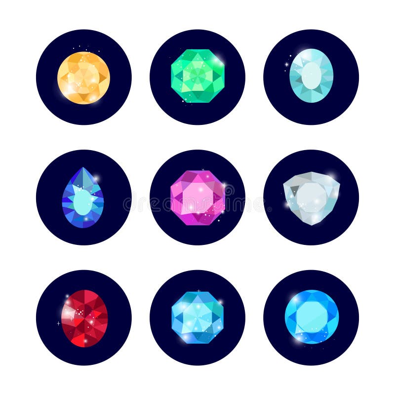 Iconos del diamante del brillo fijados stock de ilustración Iconos del diamante del brillo fijados stock de ilustración