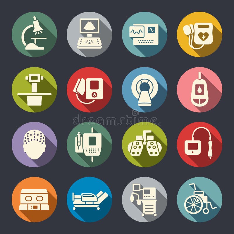 Iconos del equipamiento médico stock de ilustración Iconos del equipamiento médico stock de ilustración