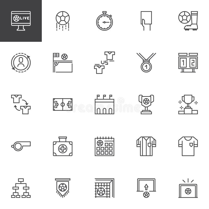 Iconos del esquema del fútbol fijados libre illustration Iconos del esquema del fútbol fijados libre illustration