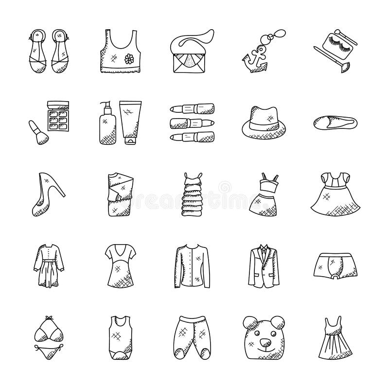 Iconos del garabato de la moda fijados libre illustration Iconos del garabato de la moda fijados libre illustration