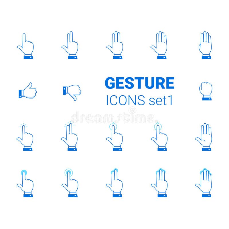 Iconos del gesto fijados ilustración del vector Iconos del gesto fijados ilustración del vector