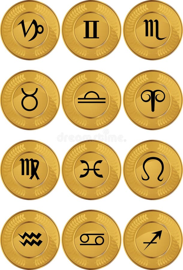 Iconos del horóscopo del zodiaco - moneda de oro