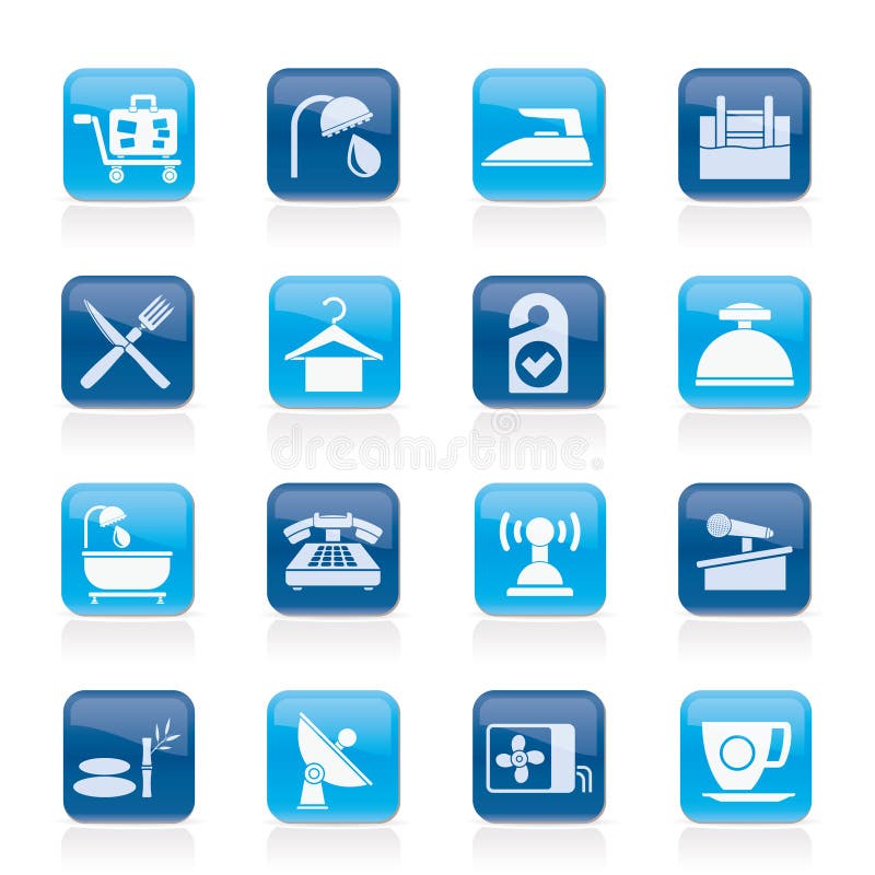 Iconos del hotel y del motel libre illustration Iconos del hotel y del motel libre illustration