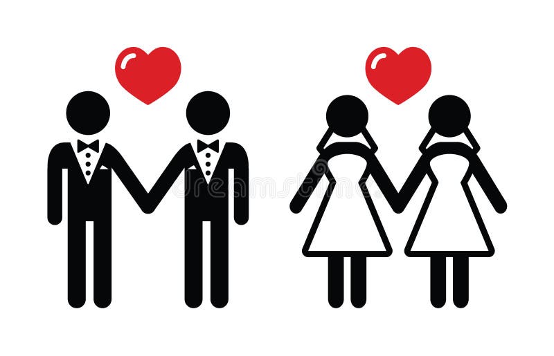 Iconos del matrimonio homosexual fijados stock de ilustración Iconos del matrimonio homosexual fijados stock de ilustración