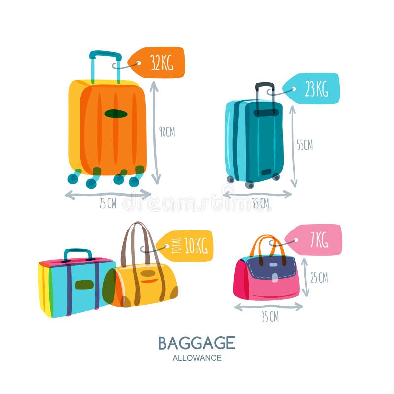 Iconos del permiso de equipaje Equipaje multicolor, maleta, bolsos con las etiquetas y etiquetas stock de ilustración Iconos del permiso de equipaje Equipaje multicolor, maleta, bolsos con las etiquetas y etiquetas stock de ilustración