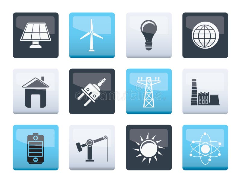 Iconos del poder, de la energía y de la electricidad sobre fondo del color ilustración del vector Iconos del poder, de la energía y de la electricidad sobre fondo del color ilustración del vector