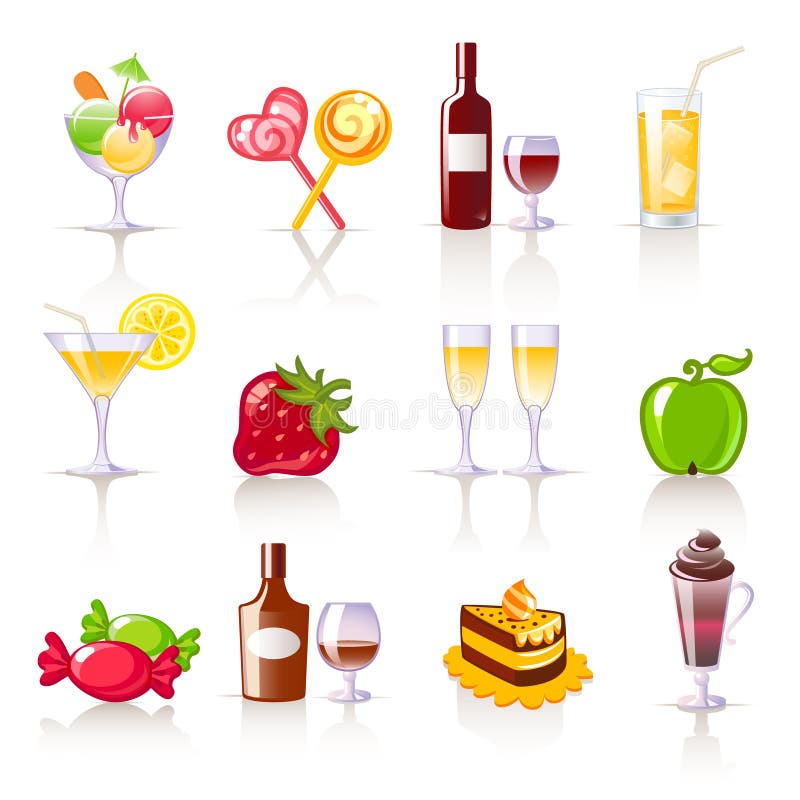 Iconos del postre y de las bebidas