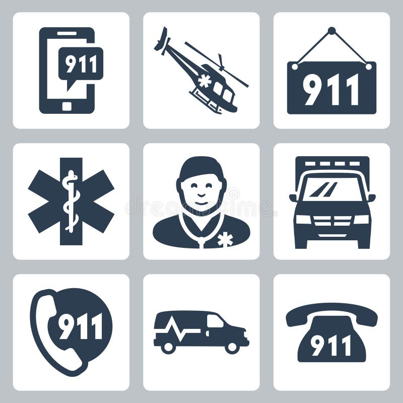 Iconos del servicio de emergencia del vector fijados