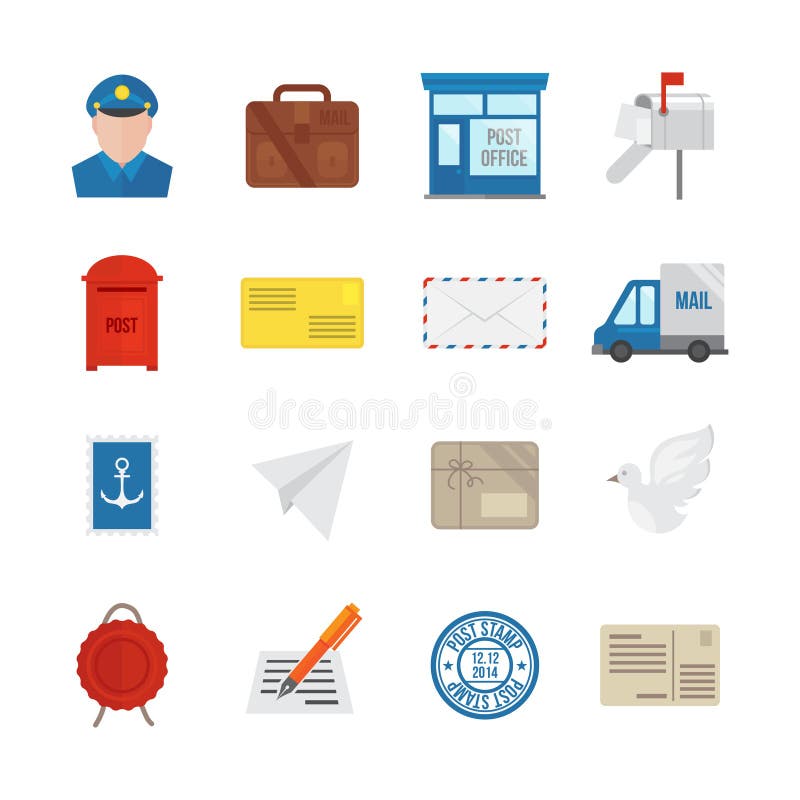 Iconos del servicio de los posts planos ilustración del vector Iconos del servicio de los posts planos ilustración del vector
