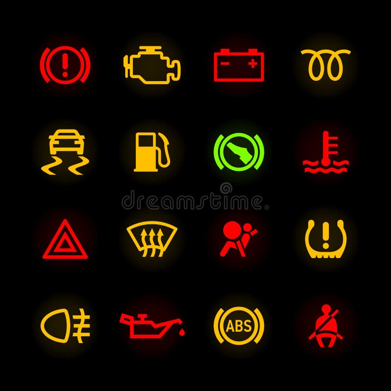 Iconos del tablero de instrumentos del coche ilustración del vector Iconos del tablero de instrumentos del coche ilustración del vector