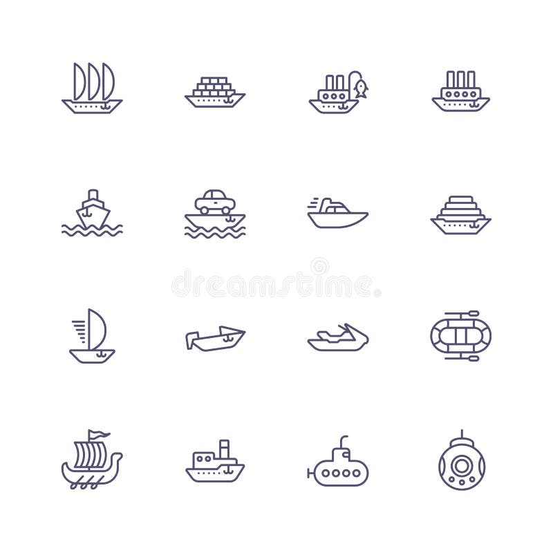 Iconos del transporte del agua ilustración del vector Iconos del transporte del agua ilustración del vector