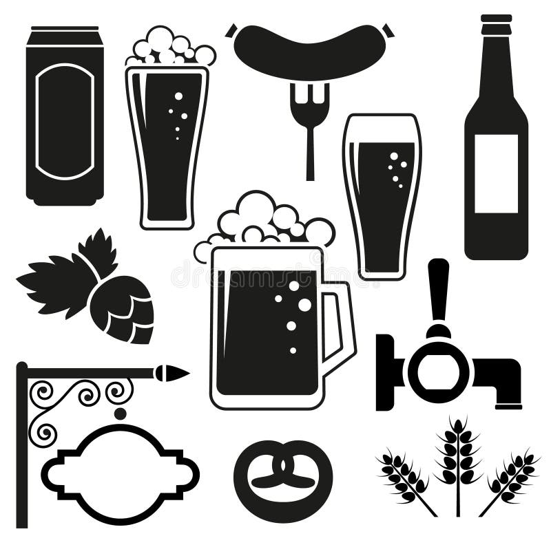 Beer vector icons set (hops leaf, glass, can, mug, bottle). Beer vector icons set (hops leaf, glass, can, mug, bottle)