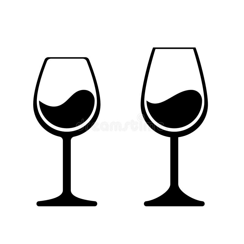 Iconos del vector de la copa de vino Muestra aislada de la bebida del alcohol de la copa