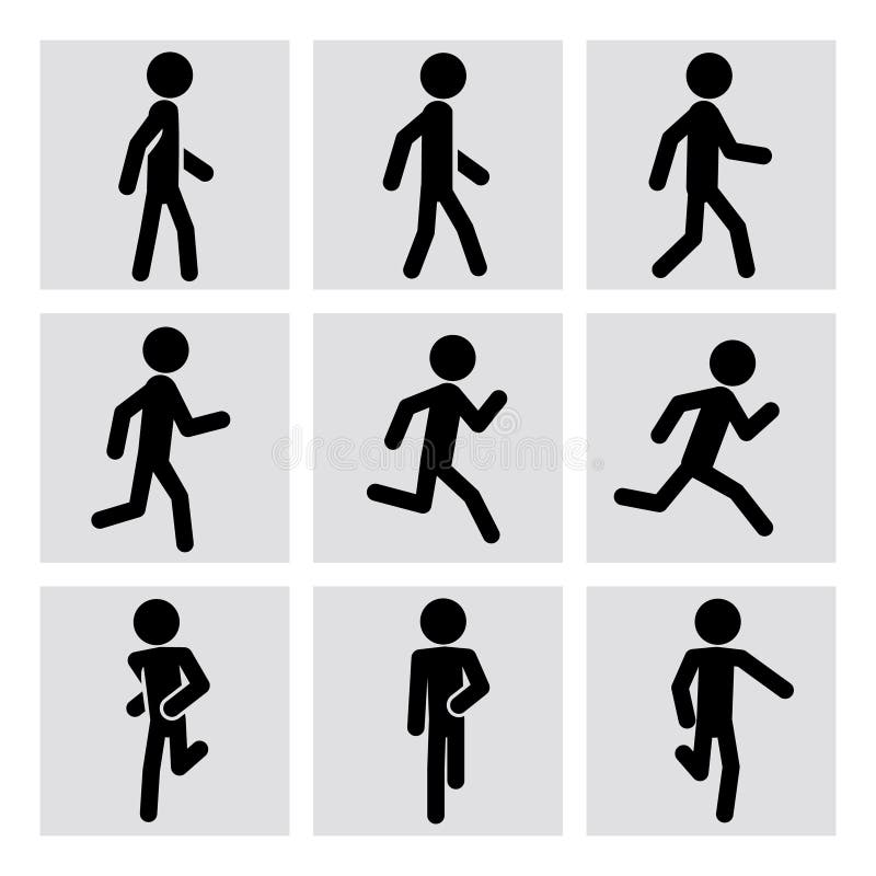 Iconos del vector de la gente que caminan y de funcionamientos ilustración del vector Iconos del vector de la gente que caminan y de funcionamientos ilustración del vector