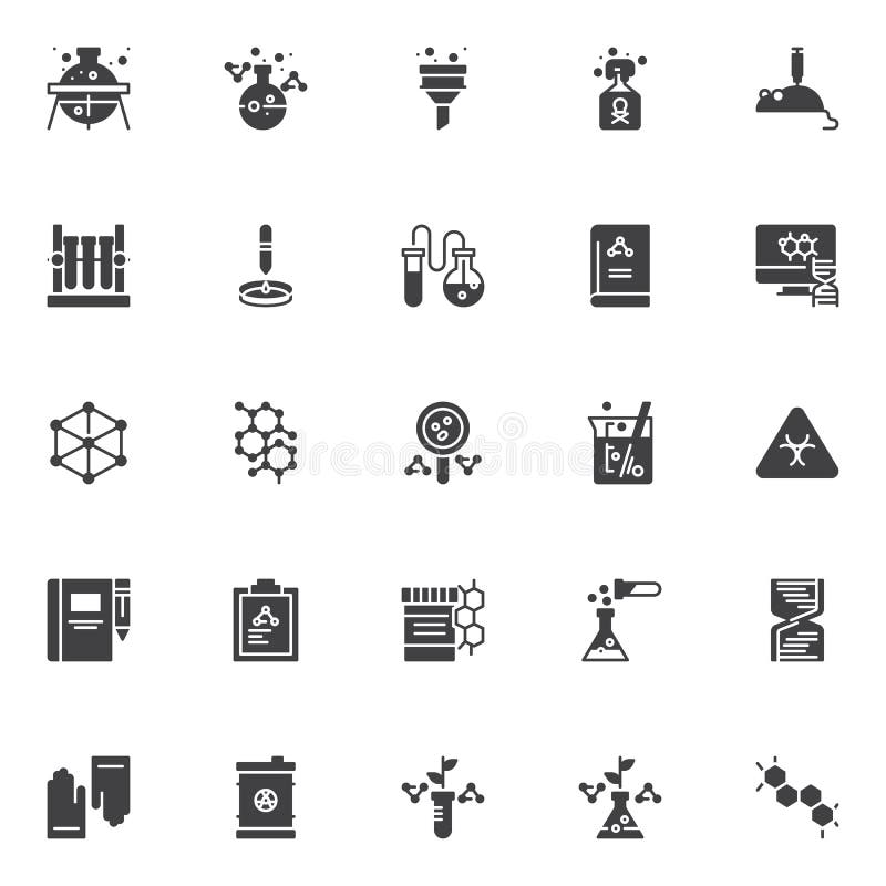 Iconos del vector de la química fijados ilustración del vector Iconos del vector de la química fijados ilustración del vector