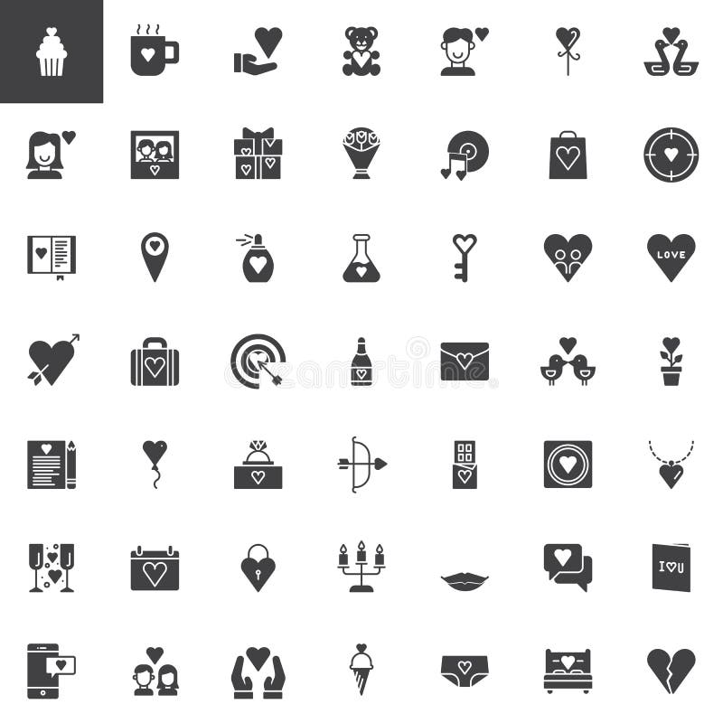 Iconos del vector del día del ` s de la tarjeta del día de San Valentín fijados stock de ilustración Iconos del vector del día del ` s de la tarjeta del día de San Valentín fijados stock de ilustración