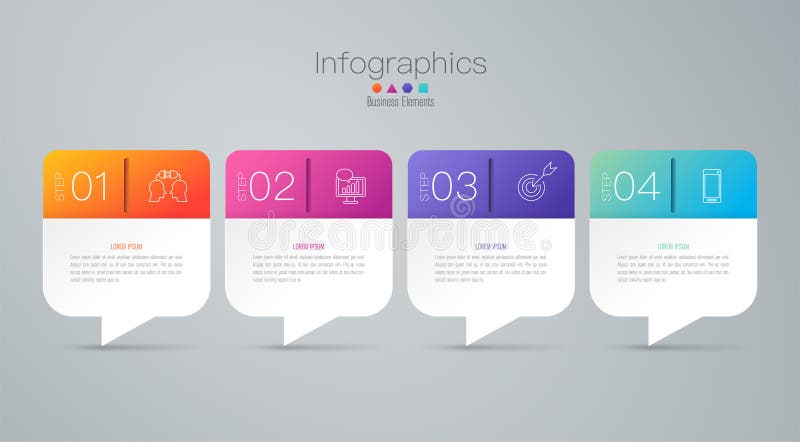 Iconos del vector y del negocio del diseño de Infographics con 4 opciones