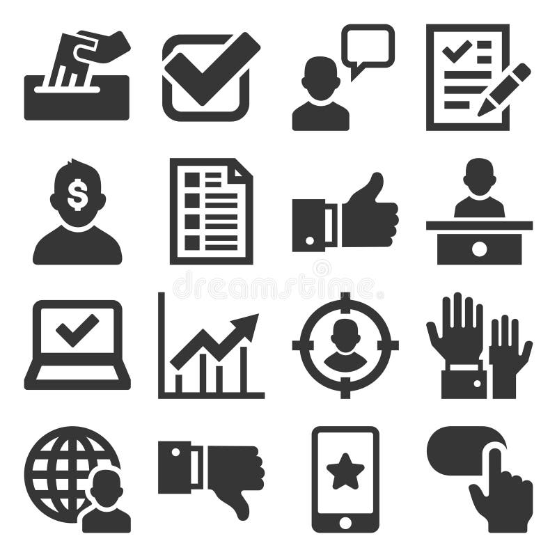 Iconos del voto fijados en el fondo blanco Vector ilustración del vector Iconos del voto fijados en el fondo blanco Vector ilustración del vector
