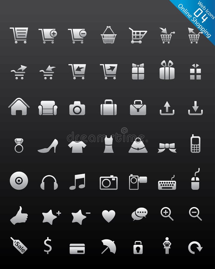 Iconos del Web site y del Internet -- Compras en línea stock de ilustración Iconos del Web site y del Internet -- Compras en línea stock de ilustración
