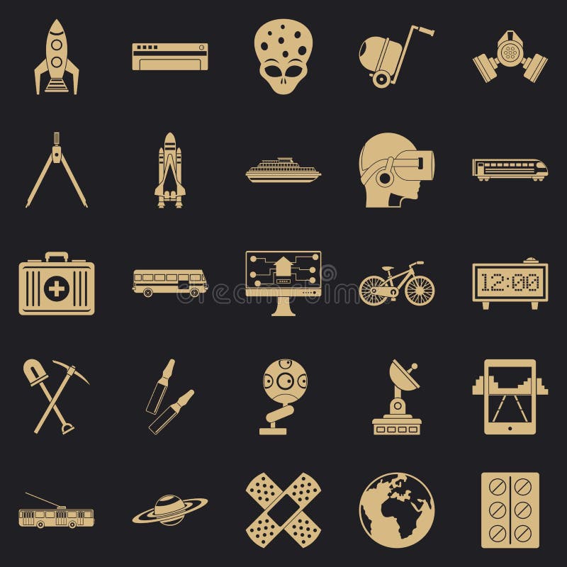 Iconos elegantes fijados, estilo simple de la tecnología ilustración del vector