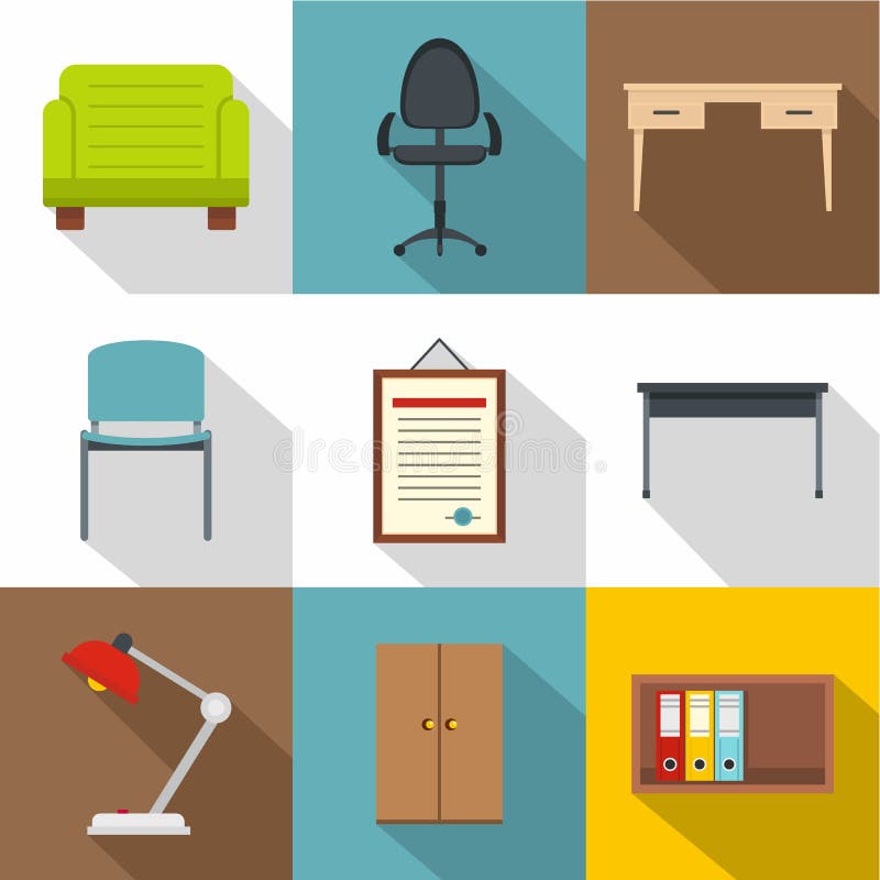 Iconos fijados, estilo plano de la tienda de los muebles libre illustration Iconos fijados, estilo plano de la tienda de los muebles libre illustration