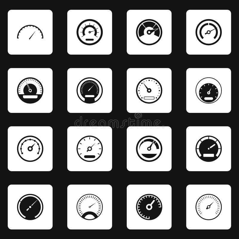 Iconos fijados, estilo simple del velocímetro libre illustration Iconos fijados, estilo simple del velocímetro libre illustration