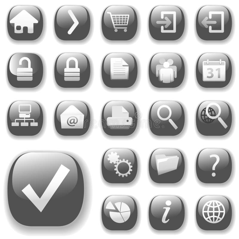 Iconos Gray_DropShadows del Web ilustración del vector Iconos Gray_DropShadows del Web ilustración del vector